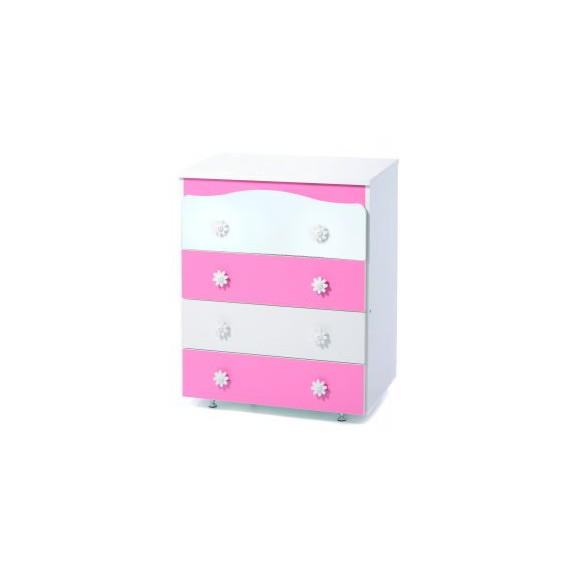 Comodă cu sertare, de culoare roz Dizain Baby 40955 