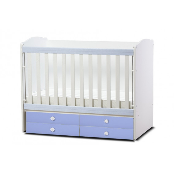 Pătuț pentru copii, cu grilaj detașabil, albastru Dizain Baby 40957 
