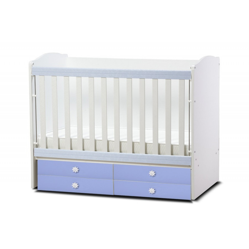 Pătuț pentru copii, cu grilaj detașabil, albastru  40957