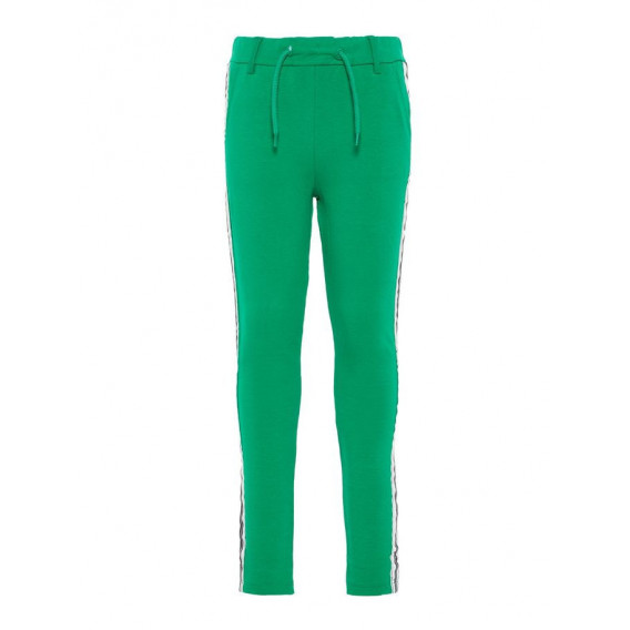 Pantaloni verzi pentru fete, cu banda verticală pe lateral Name it 4098 