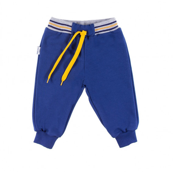 Pantaloni sport unisex din bumbac pentru bebeluși cu șiret, în galben contrastant Ewa Klucze 41610 
