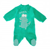 Salopetă din pluș cu mâneci lungi și șopârlă aplicată pentru bebeluși, verde Chicco 42427 