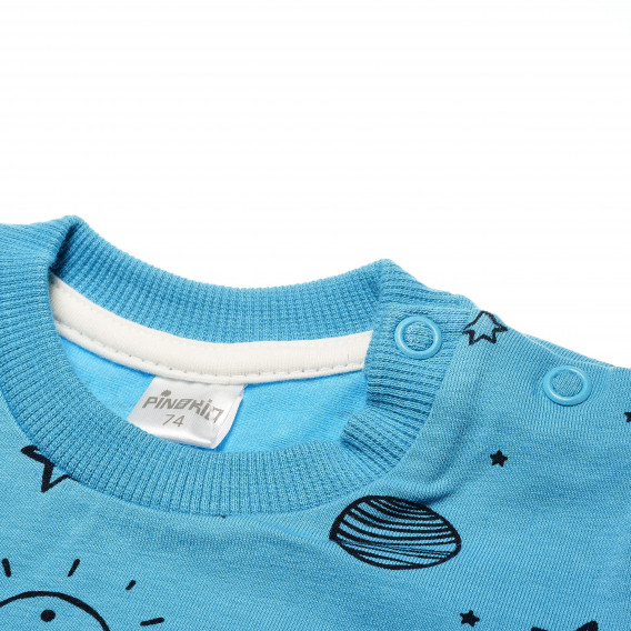 Bluză din bumbac albastră cu mâneci lungi și imprimeu pentru băieți Pinokio 42504 2