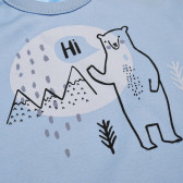 Body de bumbac cu mâneci lungi și un imprimeu vesel al unui urs polar pentru un bebeluș - unisex, albastru Pinokio 42617 4
