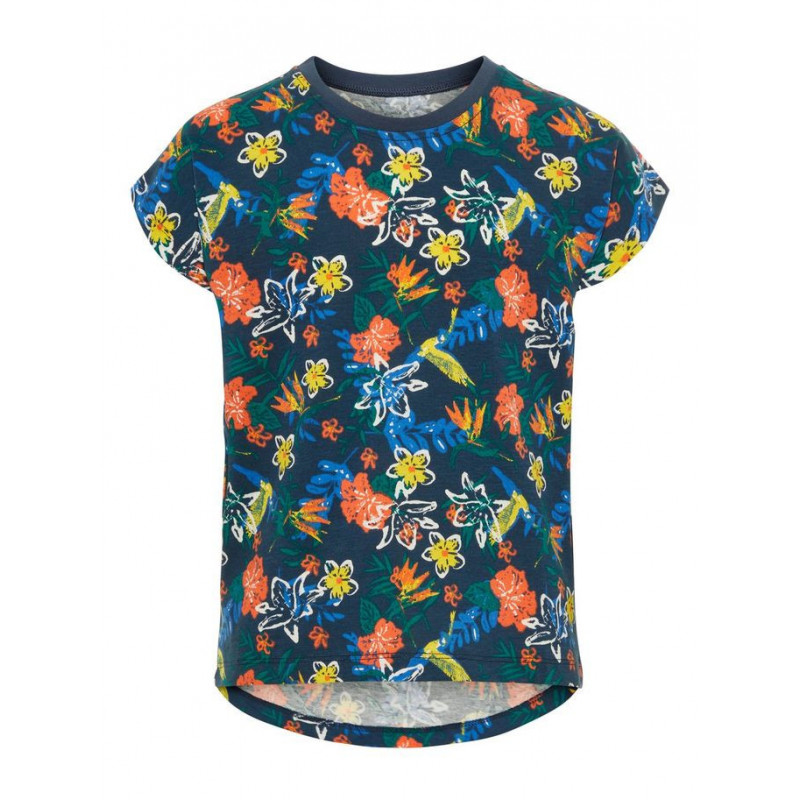Bluză din bumbac cu mâneci scurte și imprimeu floral  42750