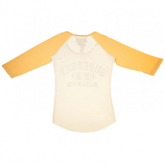 Bluză din bumbac cu mânecă lungă, cu culori ecru și galben pentru fete Super Dry 43935 2