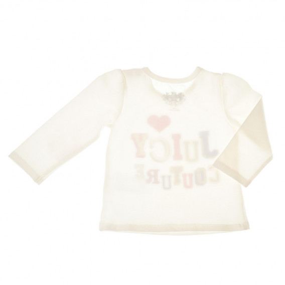 Bluză albă din bumbac cu mânecă lungă pentru fetițe Juicy Couture 43940 2