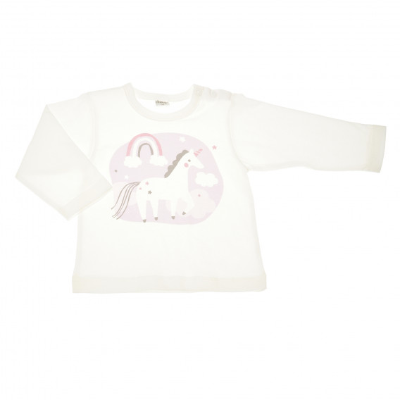 Bluză de bumbac cu unicorn și curcubeu aplicat pentru fetițe Pinokio 44167 2