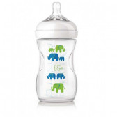 Sticlă din polipropilenă de 260 ml cu tetină cu 2 găuri pentru bebelușii de 1+ luni Philips AVENT 44171 
