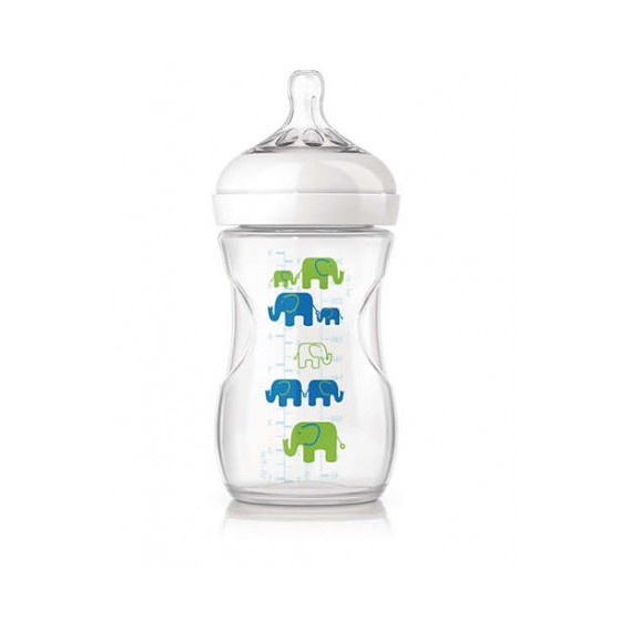 Sticlă din polipropilenă de 260 ml cu tetină cu 2 găuri pentru bebelușii de 1+ luni Philips AVENT 44171 