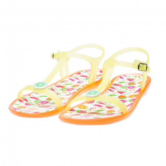 Sandale cu flori decorative pentru fete, de culoare galbenă Chicco 44191 