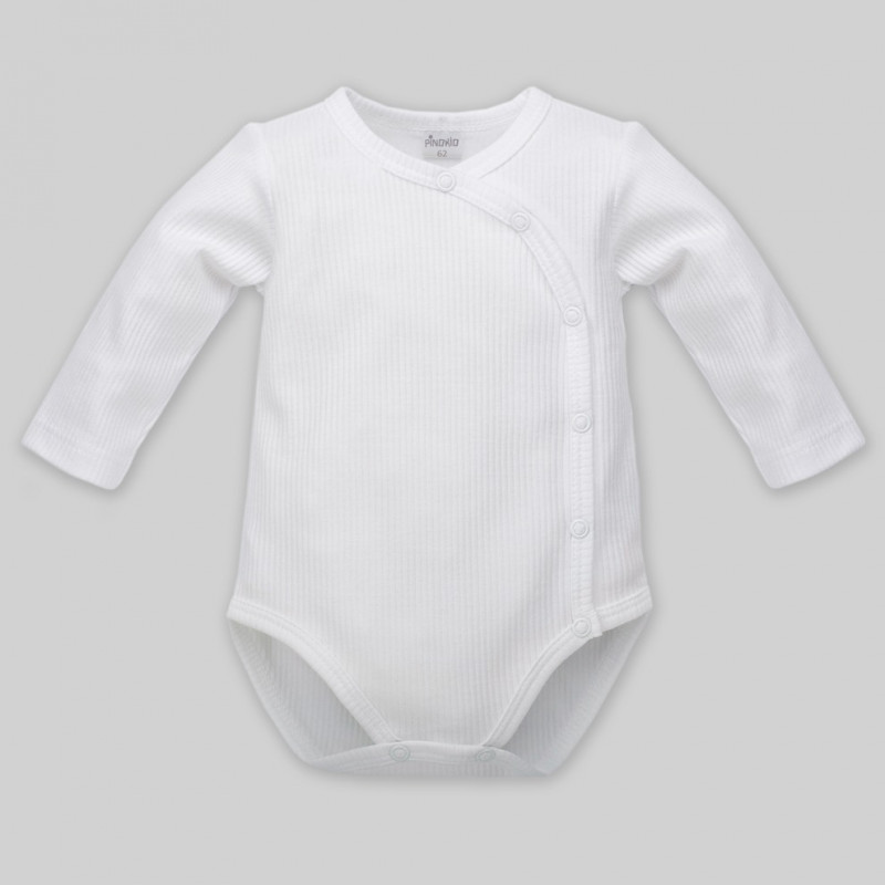 Body de bumbac cu mâneci lungi pentru bebeluș - unisex, alb  44497