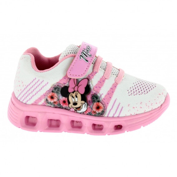 Sneakers Minnie cu curea elastică și autocolant roz pentru fată Arnetta 44765 