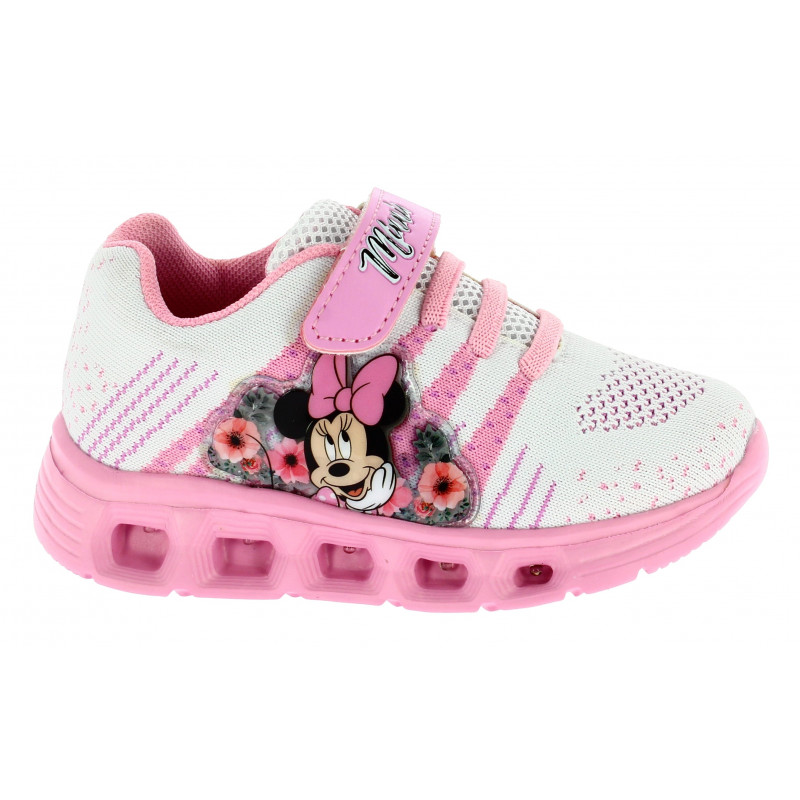 Sneakers Minnie cu curea elastică și autocolant roz pentru fată  44765