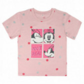 Tricou roz din bumbac cu imprimeu Minnie Mouse pentru fete Minnie Mouse 44953 