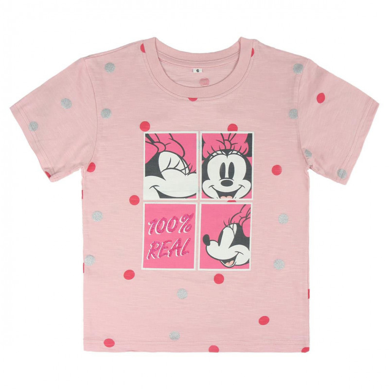 Tricou roz din bumbac cu imprimeu Minnie Mouse pentru fete  44953