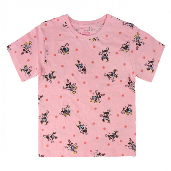 Tricou din bumbac cu mânecă scurtă de culoare roz cu imprimeu Minnie Mouse pentru fete Minnie Mouse 44954 