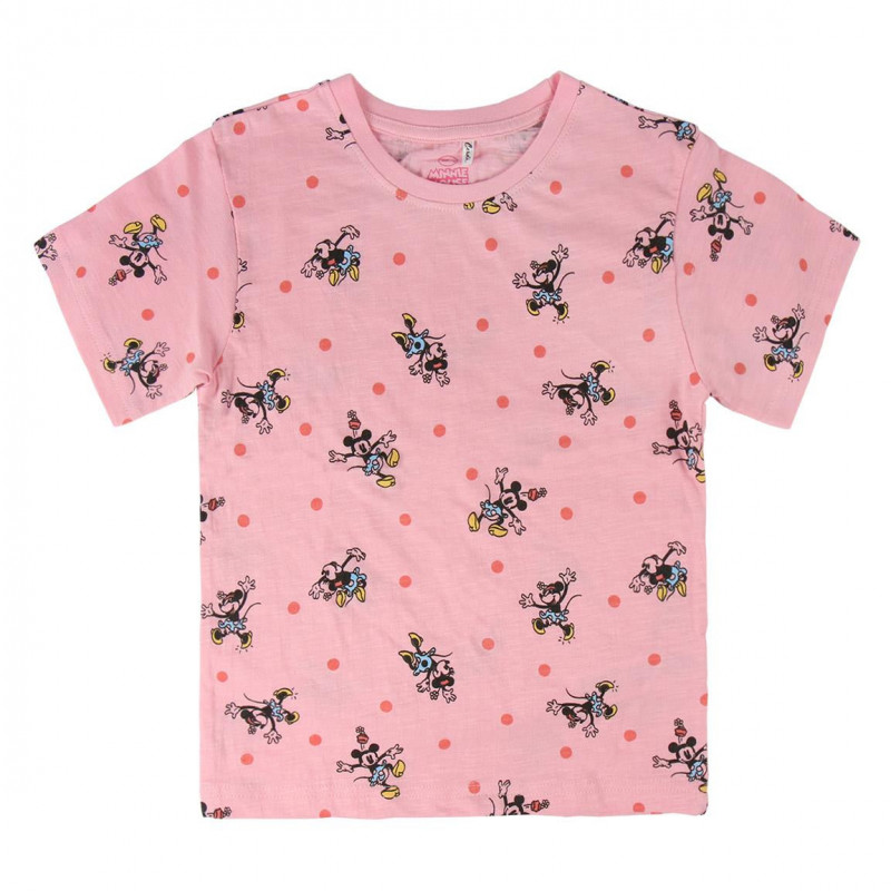 Tricou din bumbac cu mânecă scurtă de culoare roz cu imprimeu Minnie Mouse pentru fete  44954