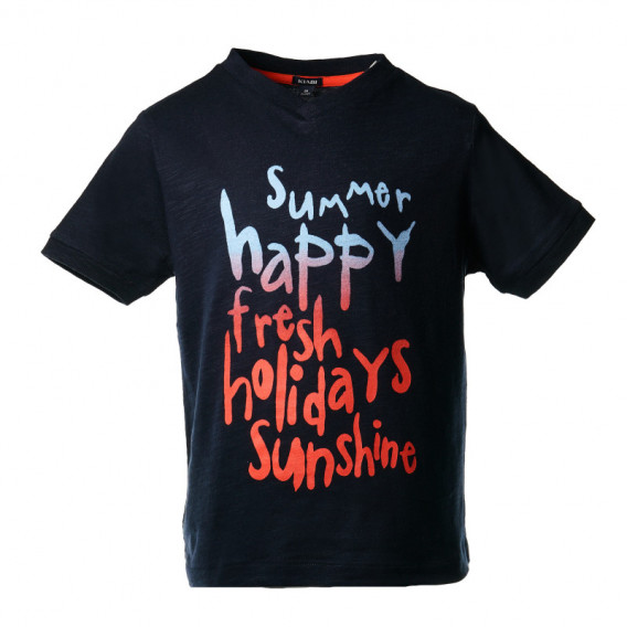 Tricou din bumbac cu inscripție vacanța de vară pentru băieți KIABI 45306 