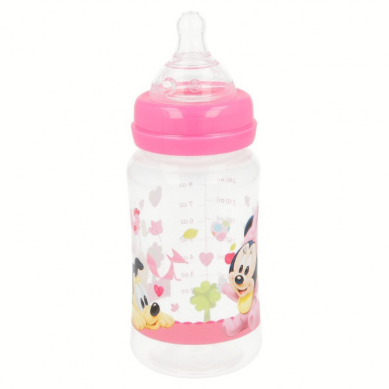 Biberon din polipropilenă Minnie Mouse, cu tetină cu 2 picături, 0+ luni, 240 ml, culoare: roz Minnie Mouse 45618 4