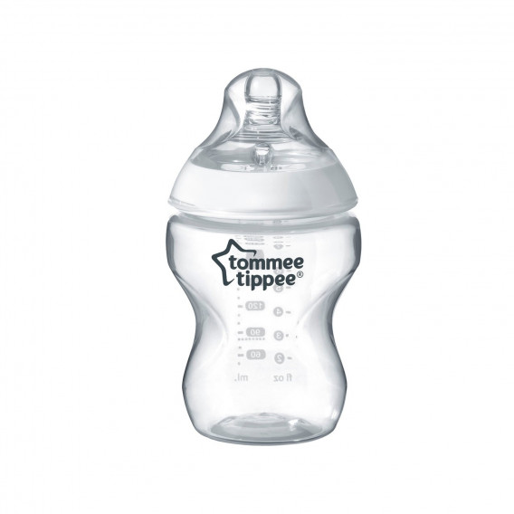 Sticlă de alimentare cu polipropilenă Tompee Tippee, albă, cu 1 tetină, 0 + luni, 260 ml. Tommee Tippee 45682 3