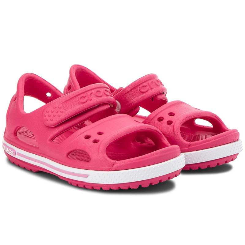 Sandale Crocs, roz cu dungă albă, pentru fete  45929