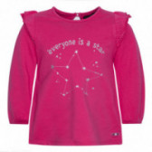 Bluză din bumbac cu mânecă lungă de culoare roz cu umeri creți pentru fete Canada House Canada House 46079 