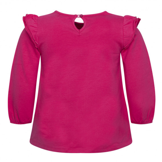 Bluză din bumbac cu mânecă lungă de culoare roz cu umeri creți pentru fete Canada House Canada House 46080 2