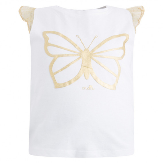 Tricou zilnic de bumbac cu fluture pentru fete Canada House Canada House 46095 