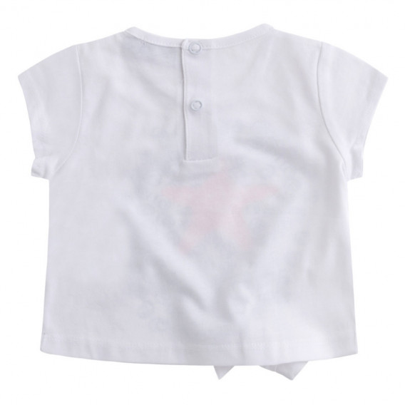 Bluză albă din bumbac cu mâneci scurte și decor pentru fete Canada House 46106 2