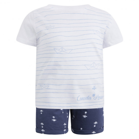 Bluză de bumbac cu mânecă scurtă și pantaloni scurți cu elastic Canada House pentru băieți Canada House 46142 