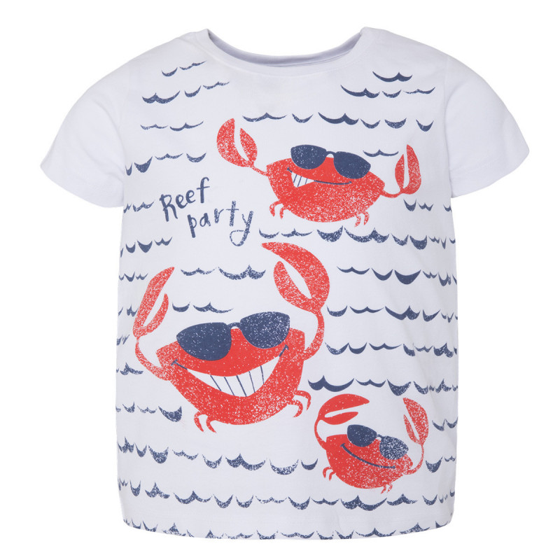 Bluză de bumbac cu mânecă scurtă Canada House cu aplicație crab pentru băieți  46146
