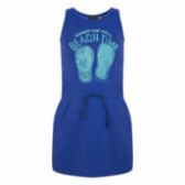 Rochie de bumbac fără mâneci, de culoare albastră, bleumarin, cu flip-flops pentru fete Canada House 46238 