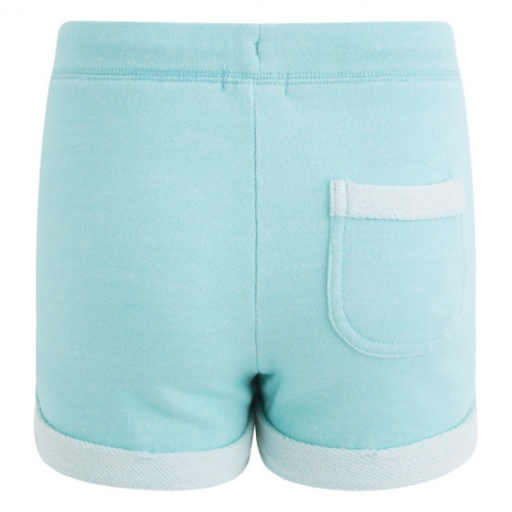 Pantaloni scurți din bumbac de culoare albastră, cu buzunare față și șnururi pentru fete Canada House 46245 2
