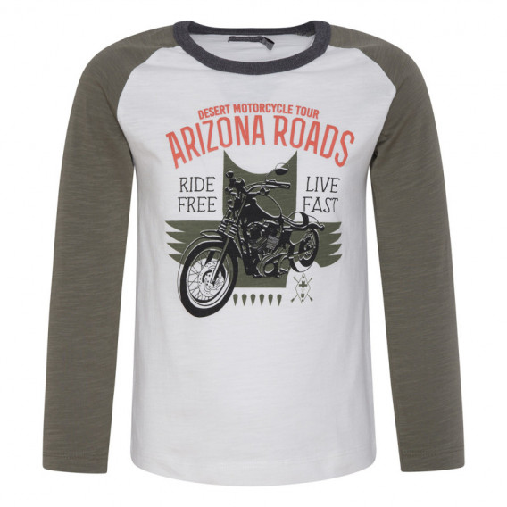 Bluză din bumbac cu mânecă lungă Canada House, cu imprimeu de motocicletă colorată pentru băieți Canada House 46274 