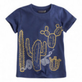 Tricou de vara din bumbac albastru cu imprimeu cactus pentru fete Canada House 46276 
