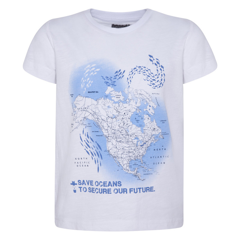 Bluză de bumbac cu mânecă scurtă Canada House, cu imagine America de Nord pentru băieți  46290