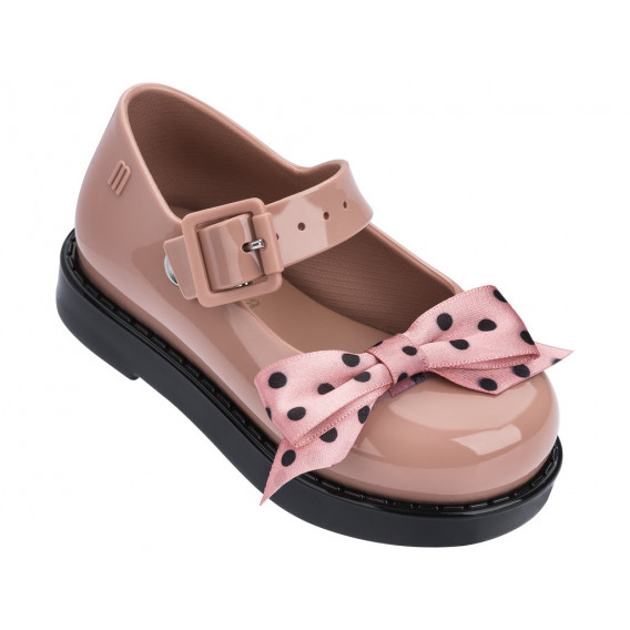 Pantofi roz strălucitor cu o panglică cu puncte negre, pentru fete  MINI MELISSA 46745 
