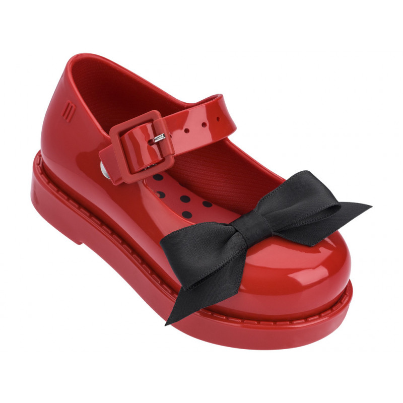 Pantofi roșii cu panglică neagră, pentru fete  46750