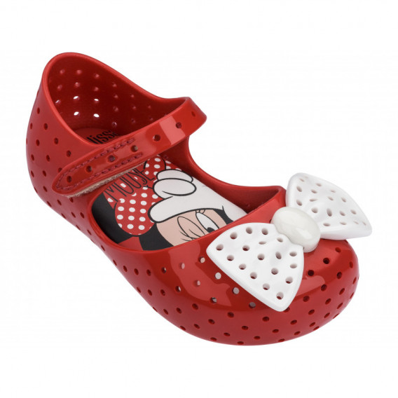 Sandale cu imprimeu Mickey Mouse și o panglică albă pentru fete MINI MELISSA 46812 2