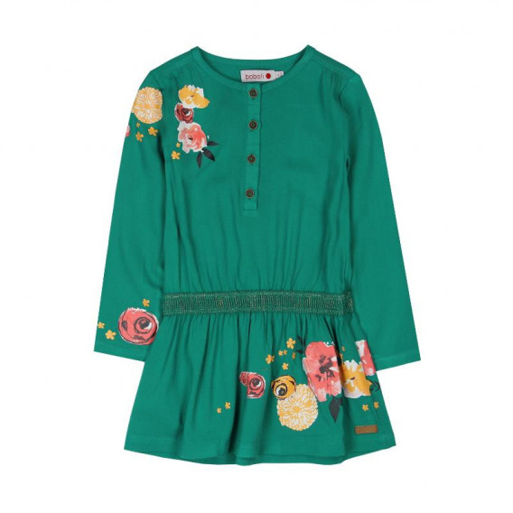 Rochie cu mânecă lungă cu imprimeu floral, verde Boboli 480 
