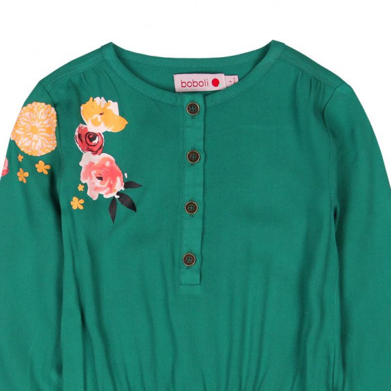 Rochie cu mânecă lungă cu imprimeu floral, verde Boboli 482 3