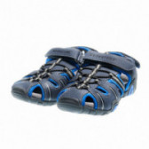 Sandale de culoare gri și albastru cu benzi elastice pentru băieți Woodstone 48263 