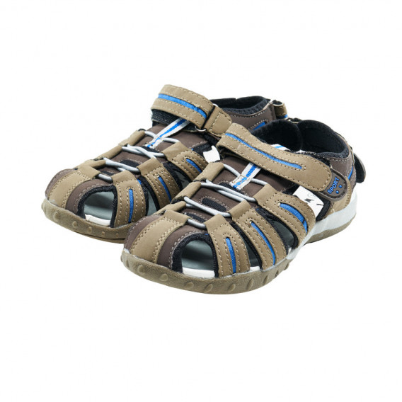 Sandale de drumeție de culoare maro cu elemente albastre pentru băieți Woodstone 48279 