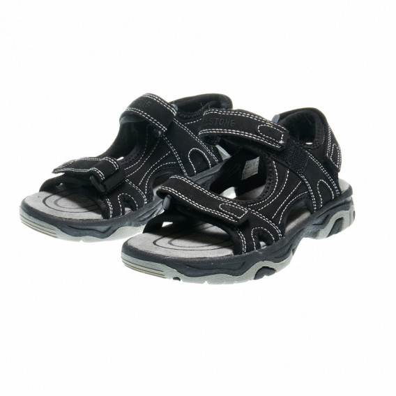 Sandale cu velcro de culoare gri cu cusături pentru băieți Woodstone 48283 