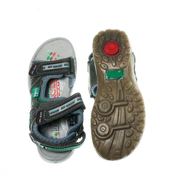 Sandale din piele, pentru băieți, cu arici, verde Bama 48289 3