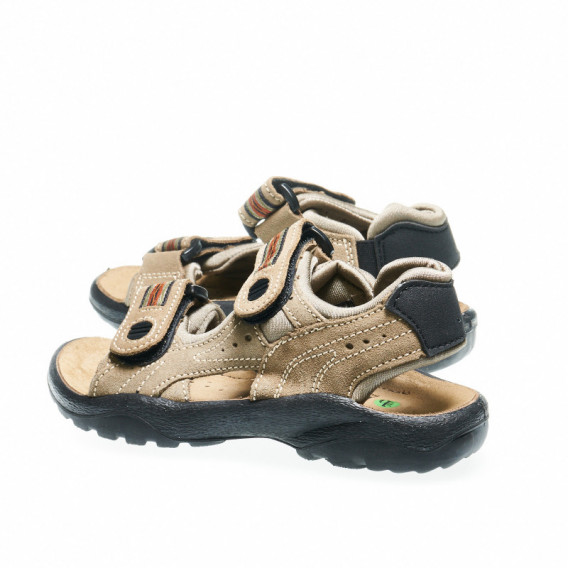 Sandale din piele, pentru băieți, cu două seturi de arici, bej Bama 48292 2