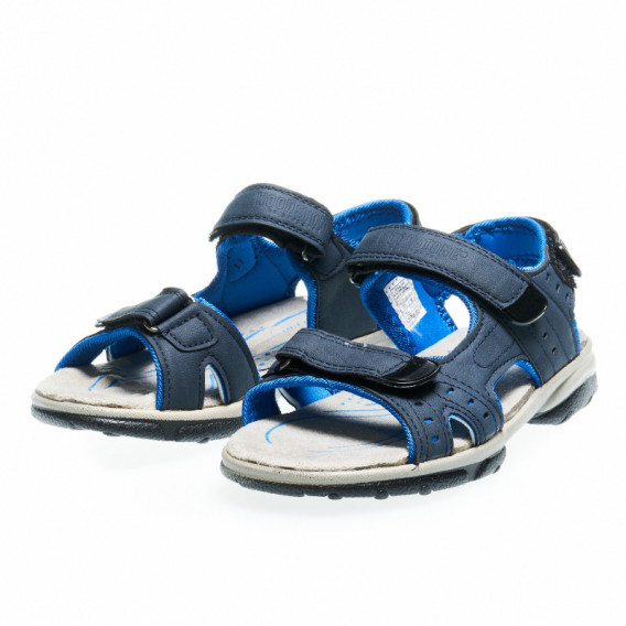 Sandale albastre cu trei benzi velcro, pentru băieți Woodstone 48316 