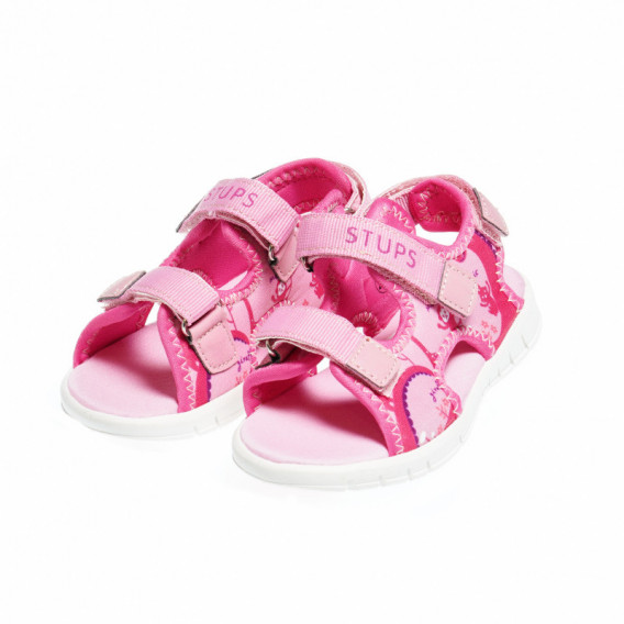 Sandale roz cu benzi velcro, pentru fete STUPS 48320 