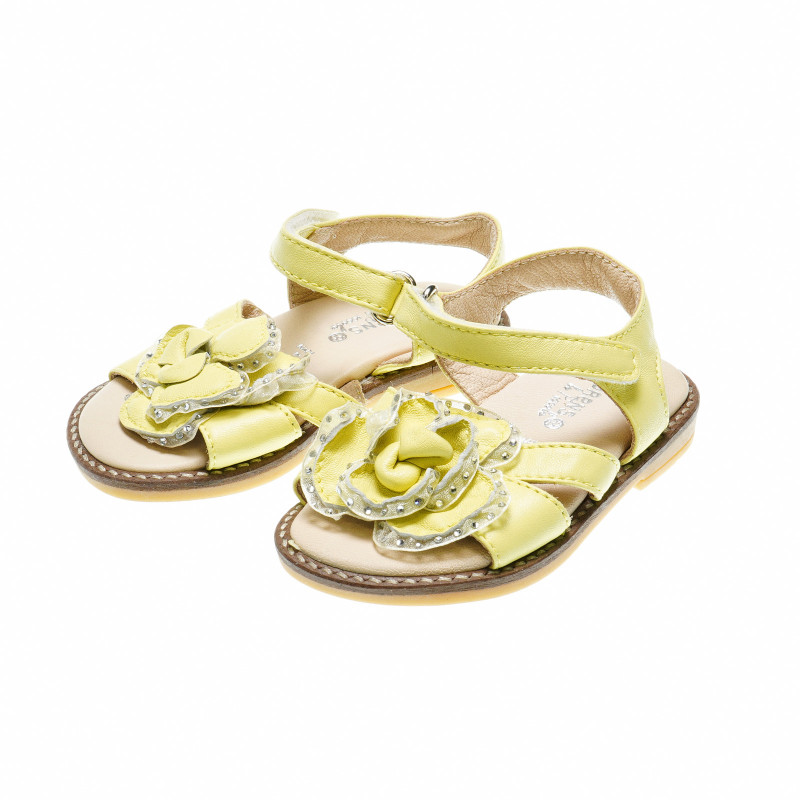 Sandale din piele de culoare galbenă, pentru fete  48341